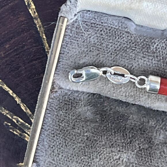 Sterling Silver 925 Semiprecious Stones Link Bracelet Jade, Onyx, Red Jasper - Picture 8 of 9